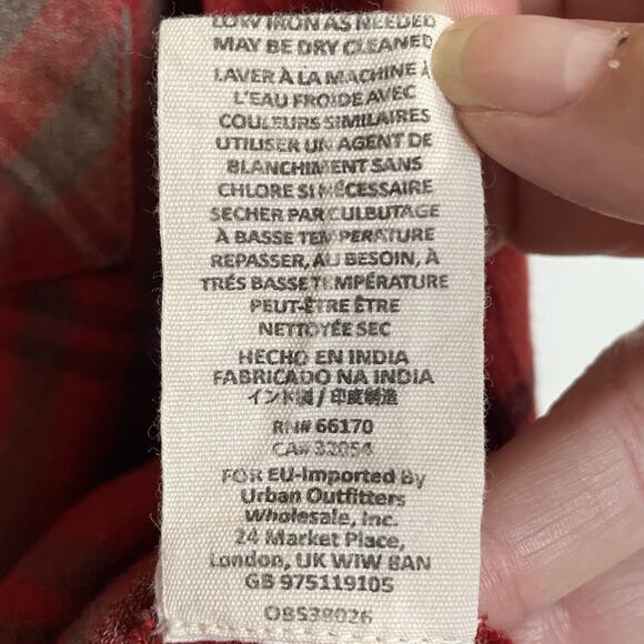 Free People Top Women Size XS Red Wesley Plaid Button Up Boho Western Hippie - Picture 8 of 8